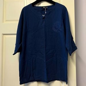 Zen style cotton half sleeves top in Navy size M/L